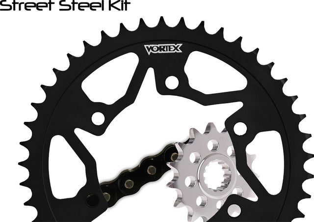 Sprocket/Chain Kit Stl/Stl 15/40t Sil Sx3 525-108l Blk - 3-CK4123 - VORTEX