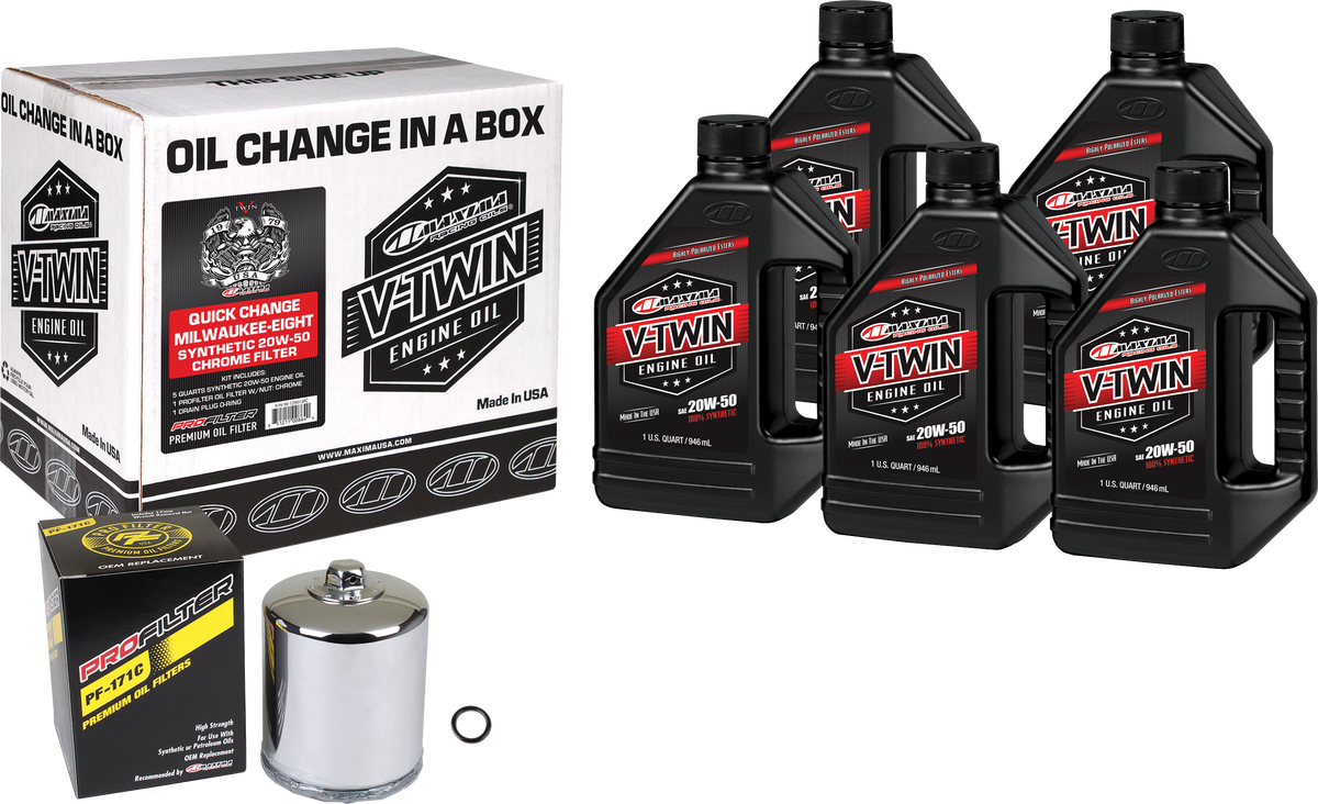 V-Twin Syn Oil Change Kit M8 Chrome Filter - 78-99940 - Maxima