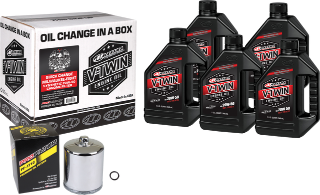 V-Twin Syn Oil Change Kit M8 Chrome Filter - 78-99940 - Maxima