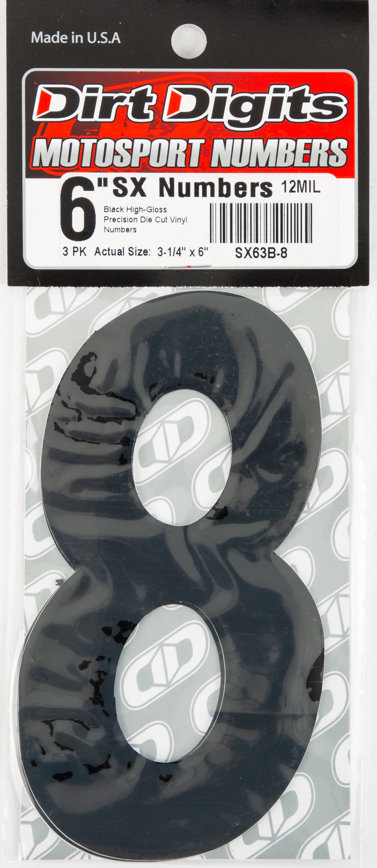 #8 6" Black Super X Digits 3/Pk - 09-6518 - Dirt Digits