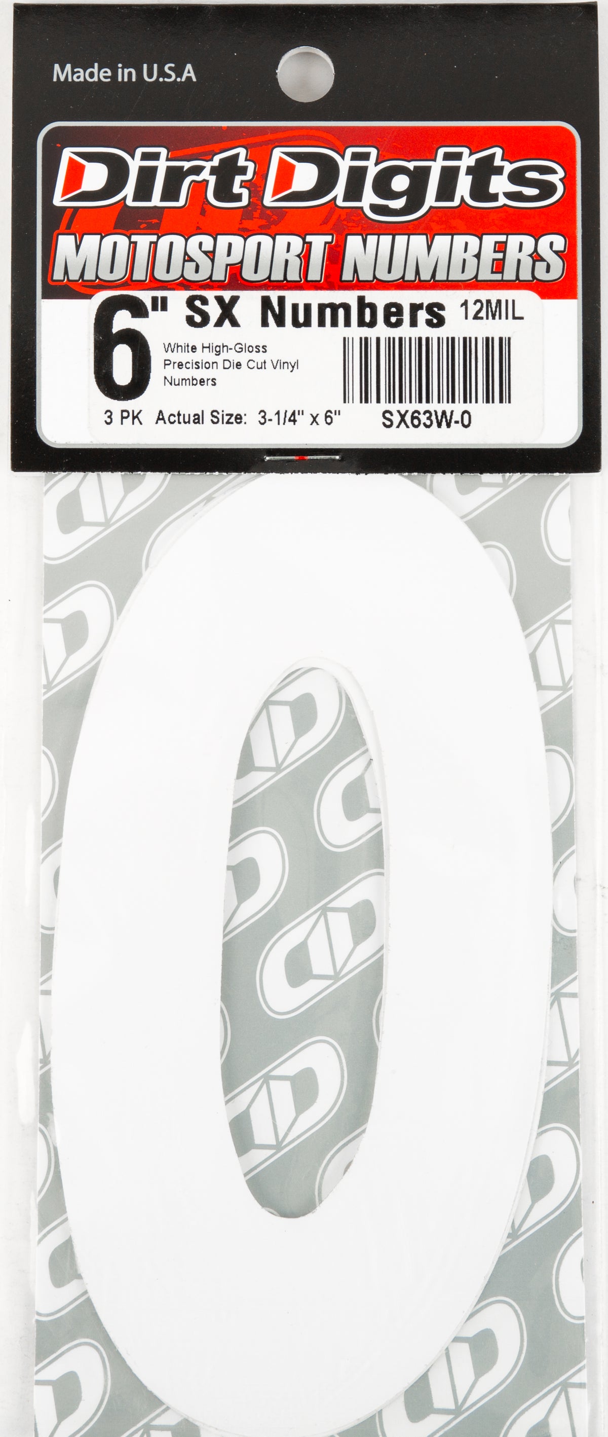 #0 6" White Super X Digits 3/Pk - 09-6500 - Dirt Digits