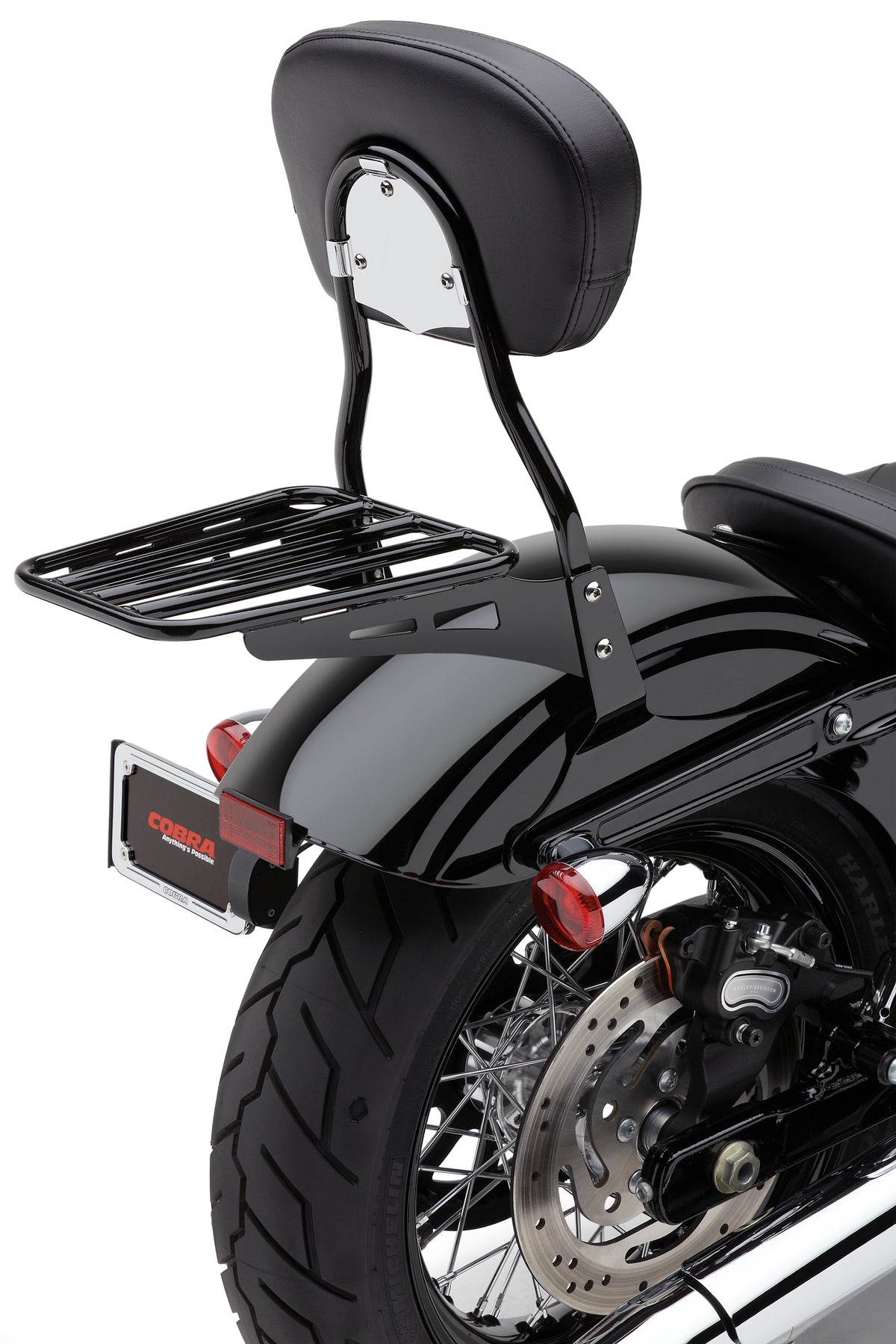Sissy Bar Luggage Rack Tube Black Hon Yam - 82-97549 - Cobra