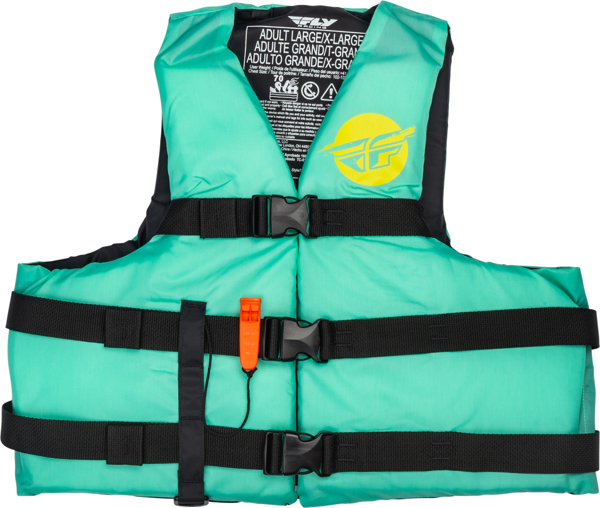 Nylon Flotation Vest Seafoam Green/Yellow 3x - 221-304123X - Fly Racing