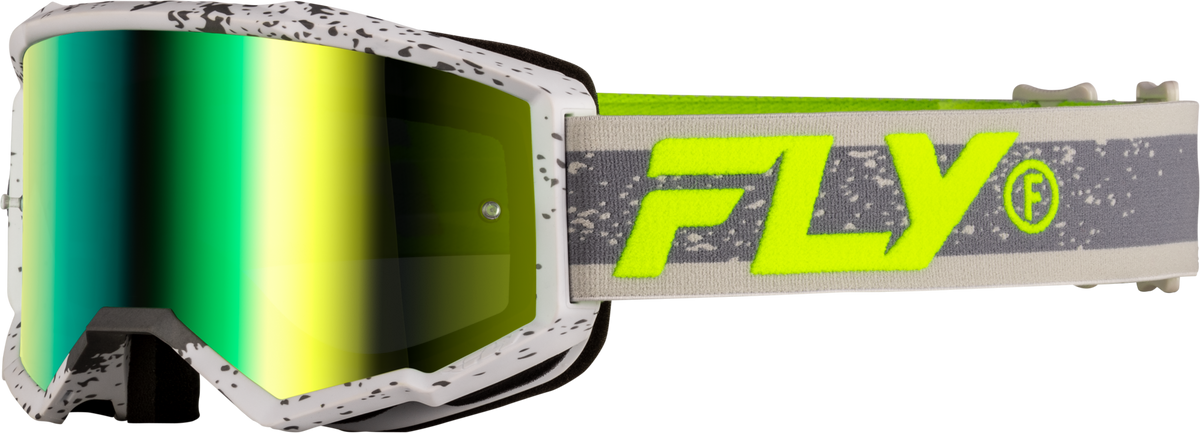 Zone Goggle Dark Grey/Hi-Vis W/ Iridescent Grn Mirror Lens - 37-51526 - Fly Racing
