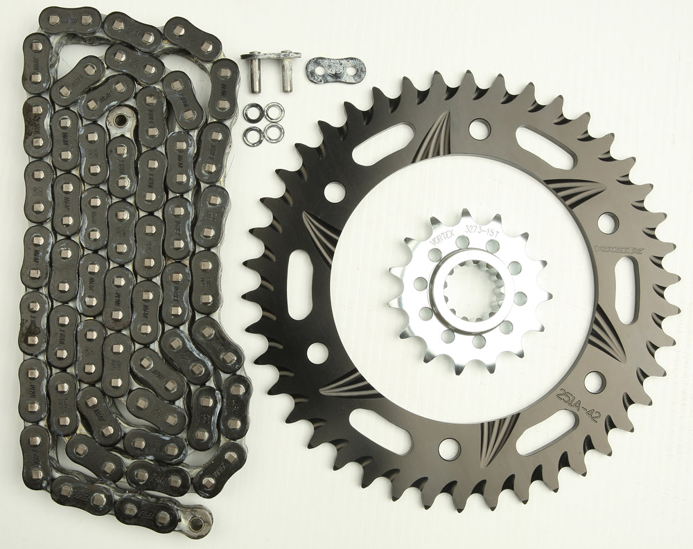 Sprocket/Chain Kit Stl/Alu 15/42t Blk Rx3 520-106l Blk - 3-CK6328 - VORTEX