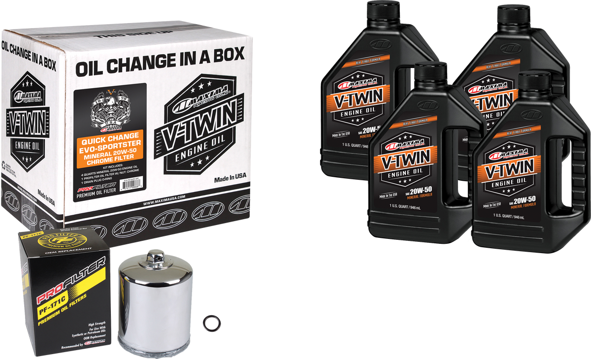 V-Twin Oil Change Kit Evo Mineral Chrome Filter - 78-99944 - Maxima