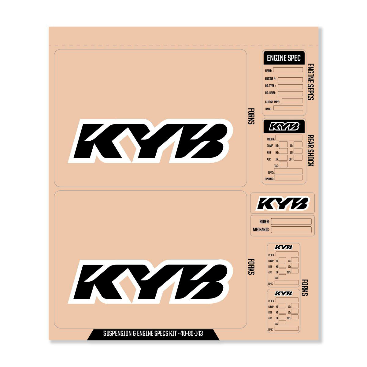 Kyb Decal Kit Black Kyb Fork/Shock/Eng Spec - 862-4080143 - DCOR