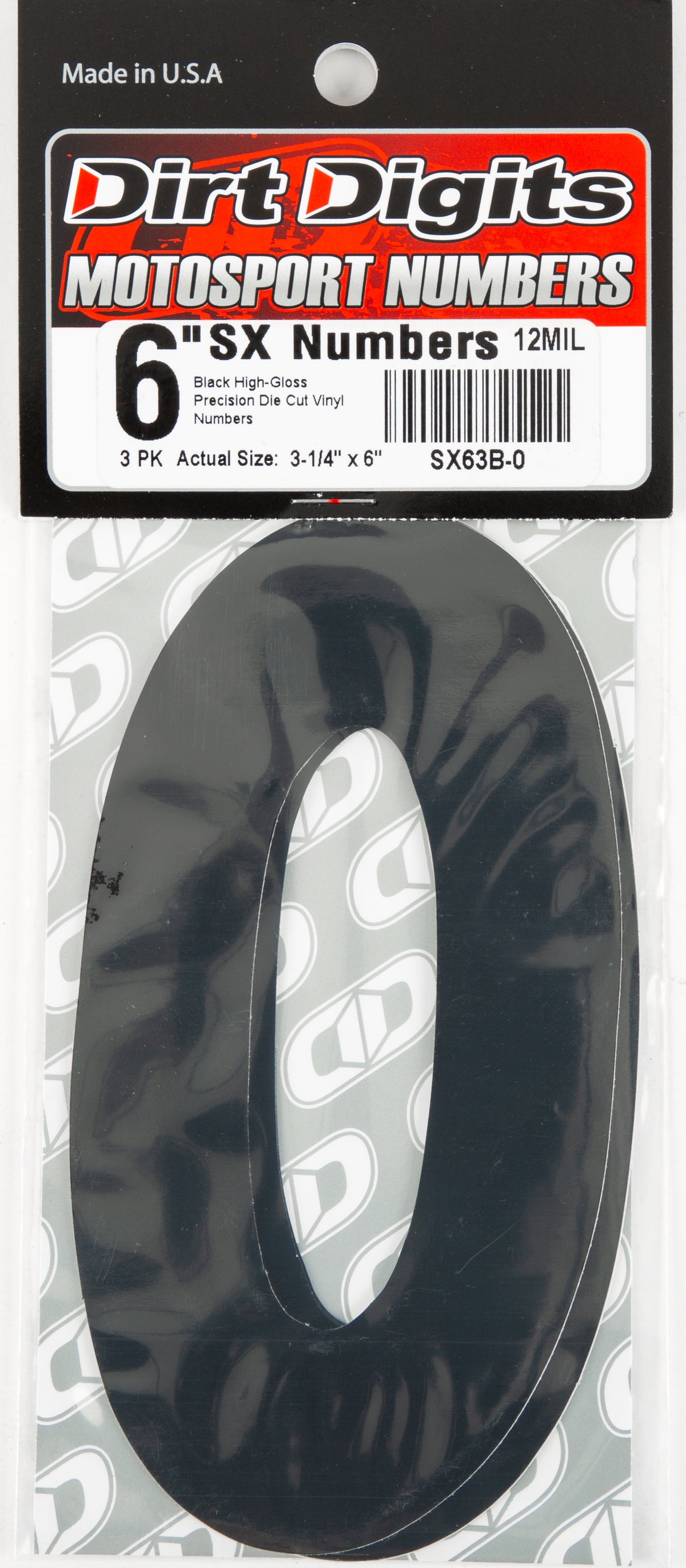#0 6" Black Super X Digits 3/Pk - 09-6510 - Dirt Digits