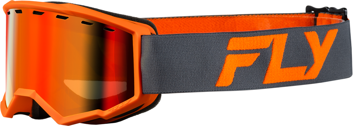 Yth Focus Snow Goggle Char/Org W/ Red Mirror/Amber Lens - 37-50166Y - Fly Racing