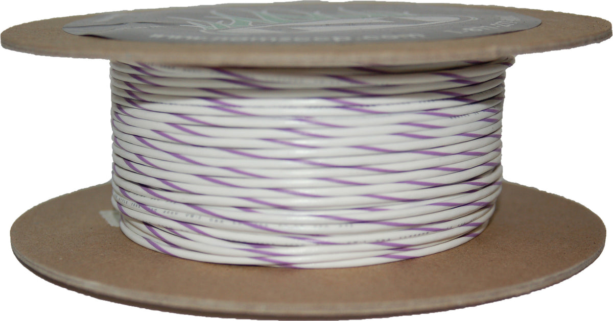 #18-Gauge White/Violet Stripe 100' Spool Of Primary Wire - 850-08959 - Namz