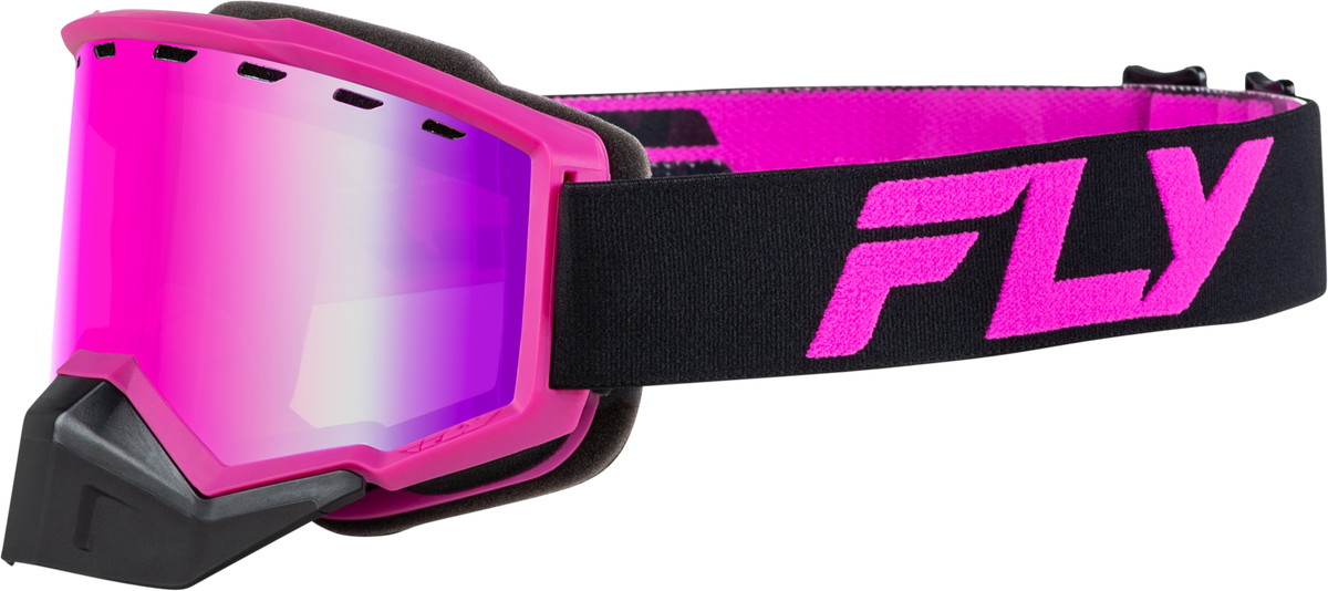 Focus Snow Goggle Black/Pink W/ Pink Mirror/Rose Lens - 37-50169 - Fly Racing