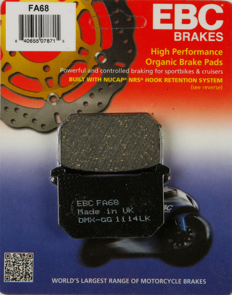 Brake Pads Fa68 Organic - 15-68 - EBC Motorcycle Brakes