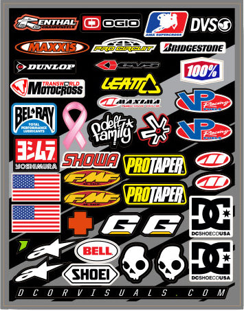 Helmet Logos Decal Sheet 9.5"X12" - 862-90104 - DCOR