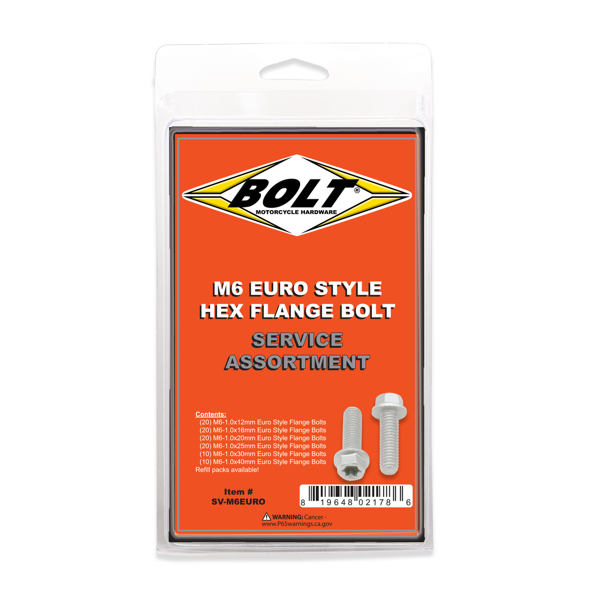 M6 Euro Torx Flange Bolt Assortment 100 Piece Kit - 024-70000 - BOLT