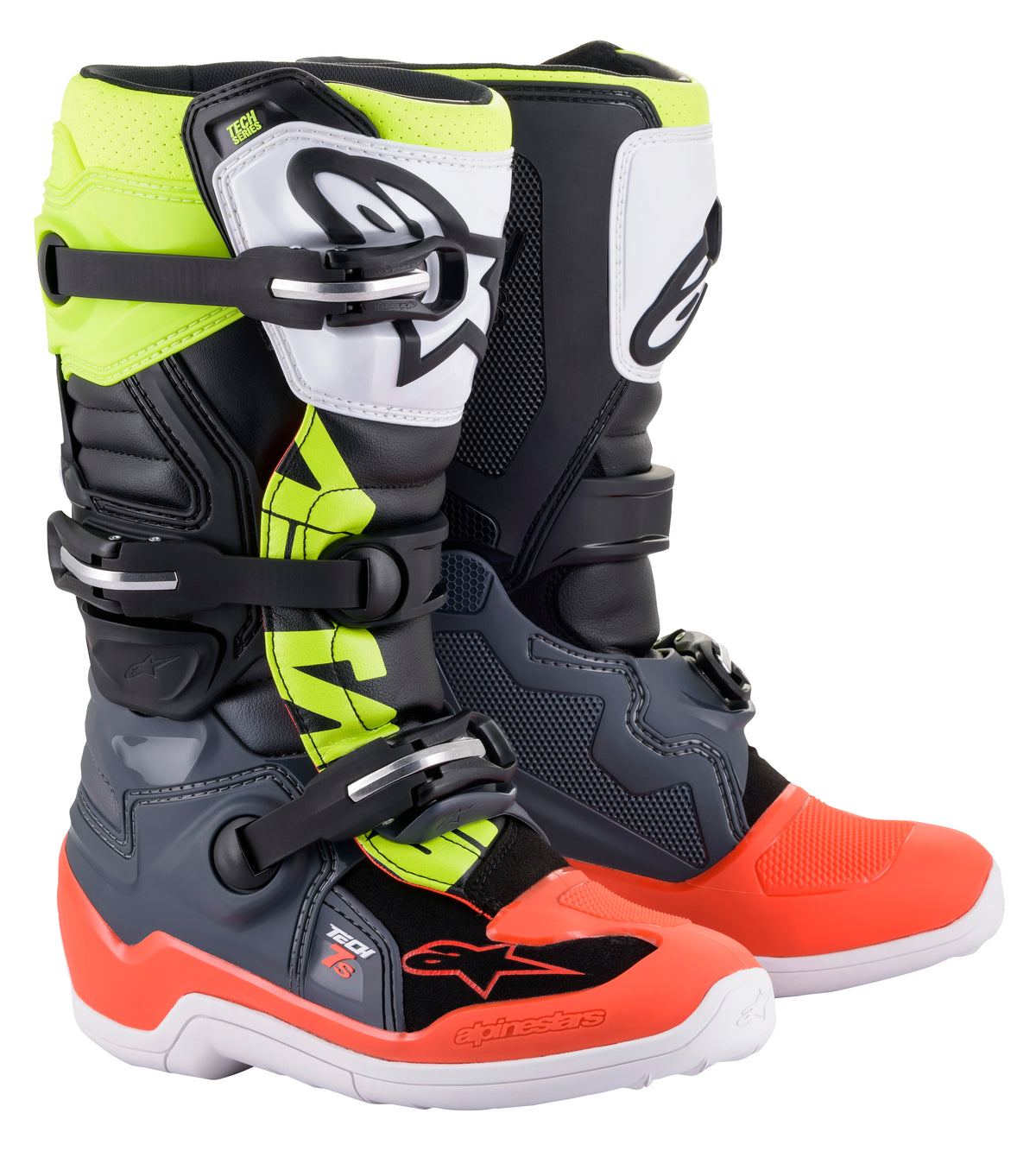 Tech 7s Boots Dark Grey/ Red Fluo/Yellow Fluo Sz 02 - 482-261502 - alpine star