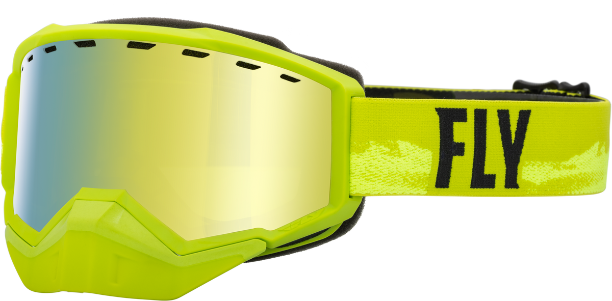 Focus Snow Goggle Green/Black W/ Gold Mirror/Yellow Lens - 37-50082 - Fly Racing
