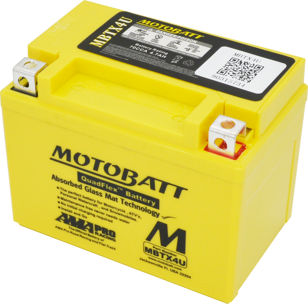 Battery Mbtx4u Sealed Factory Activated - 491-1008 - Motobatt