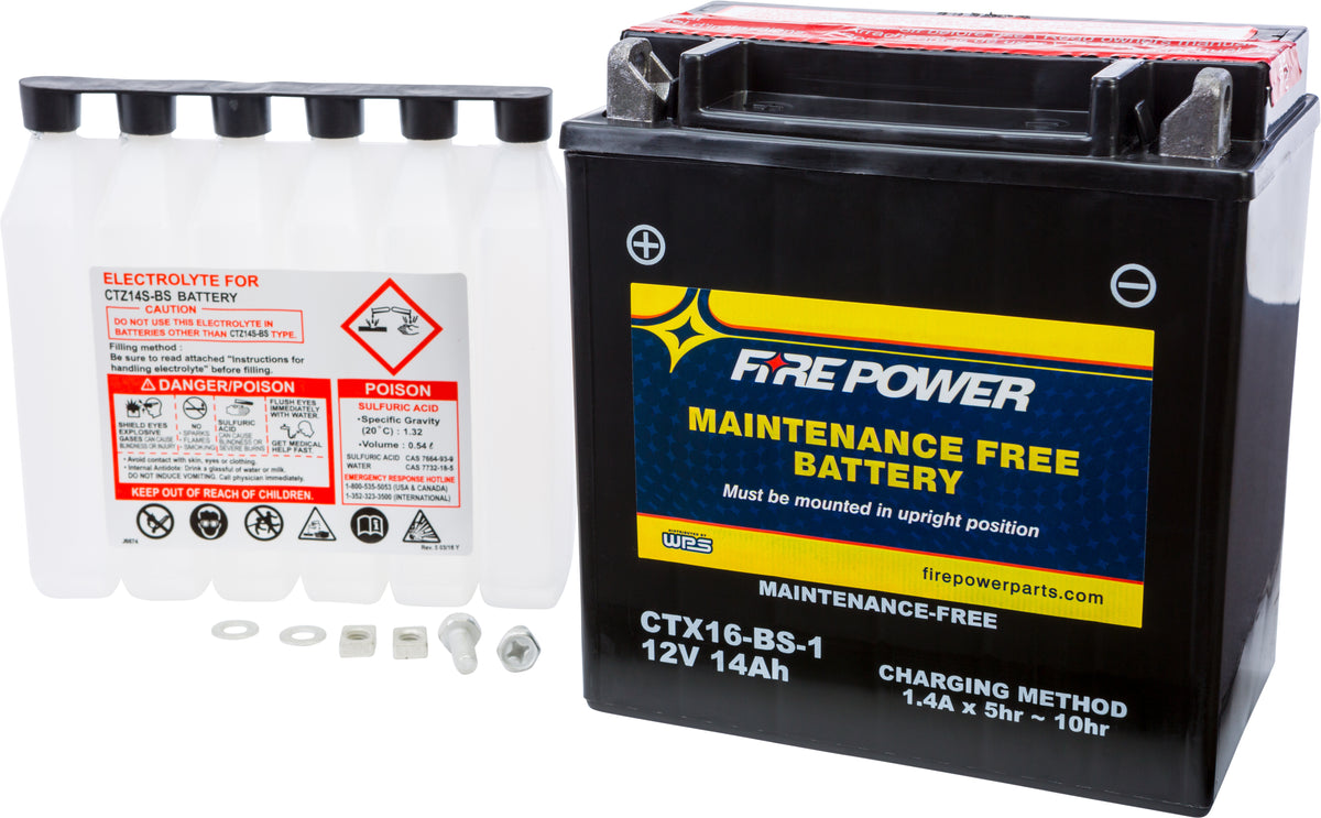 Battery Ctx16-Bs-1 Maintenance Free - 49-2278 - Fire Power