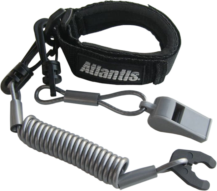 Pro Floating Wrist Lanyard Black W/Whistle - 13-0278 - Atlantis