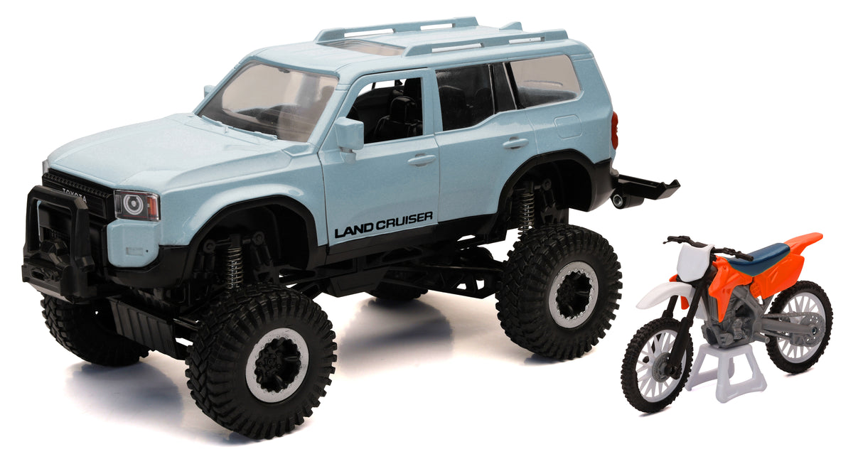 1:18 Scale Truck/Race Bike Land Cruiser/Orange Race Bike - 959-0205 - New Ray Toys