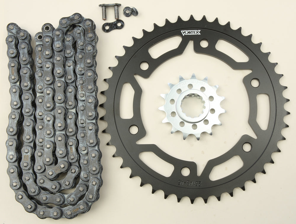 Sprocket/Chain Kit Stl/Stl 15/45t Sil Sx3 520-112l Blk - 3-CK6345 - VORTEX
