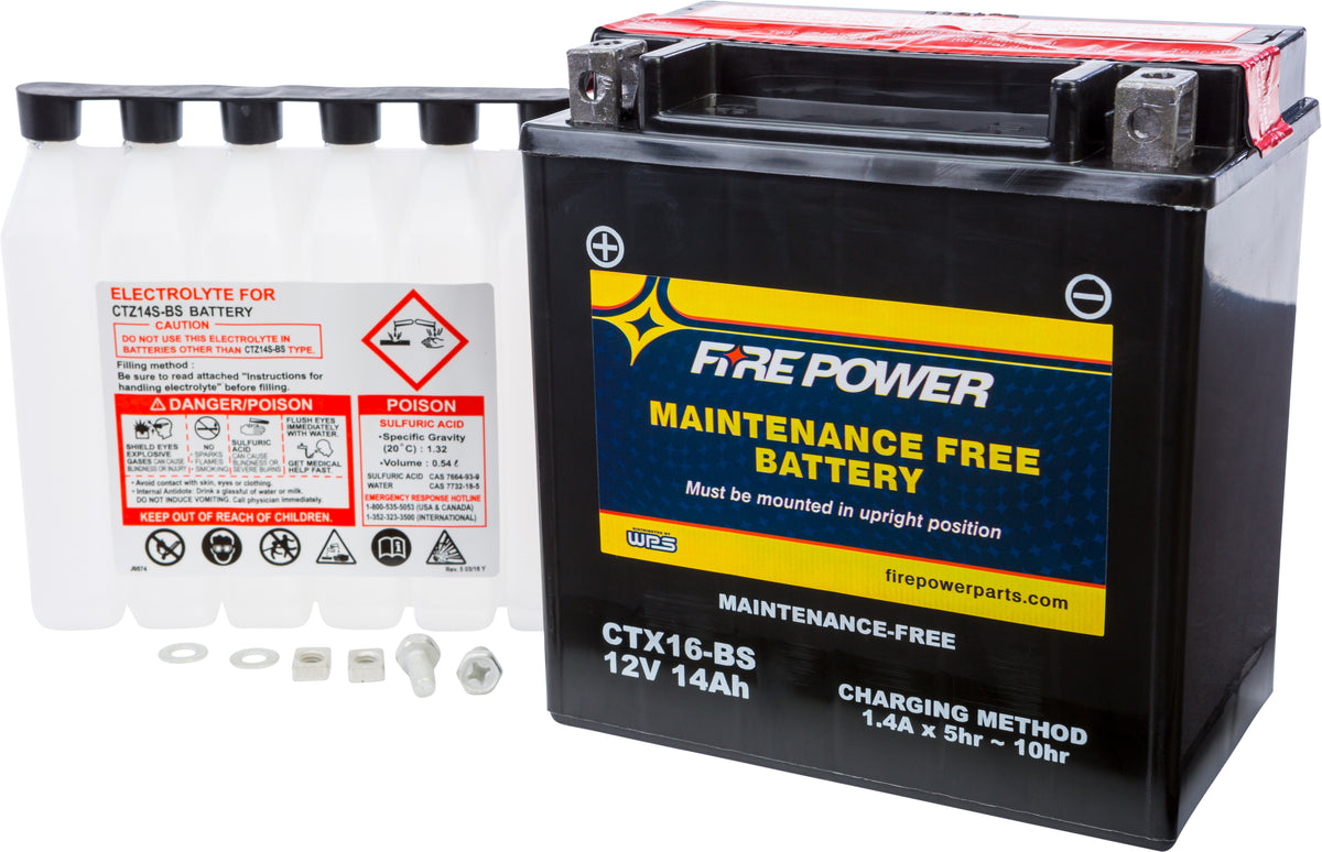 Battery Ctx16-Bs Maintenance Free - 49-2277 - Fire Power
