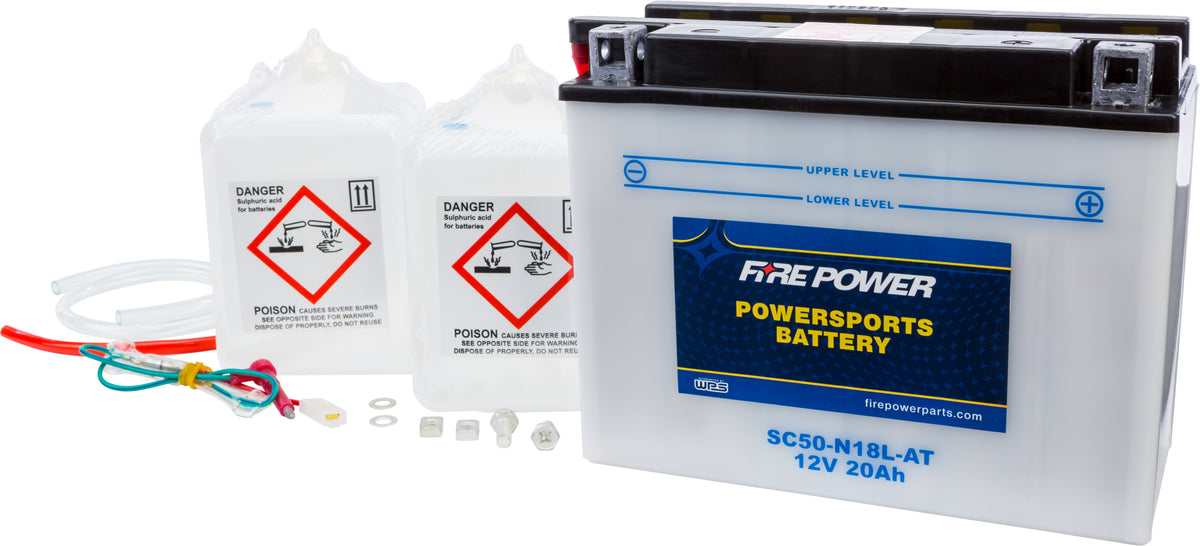 Battery W/Acid Sc50-N18l-At 12v Heavy Duty - 490-2255 - Fire Power