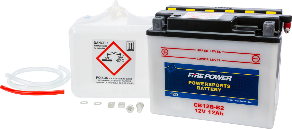 Battery W/Acid Cb12b-B2 12v Heavy Duty - 490-2201 - Fire Power