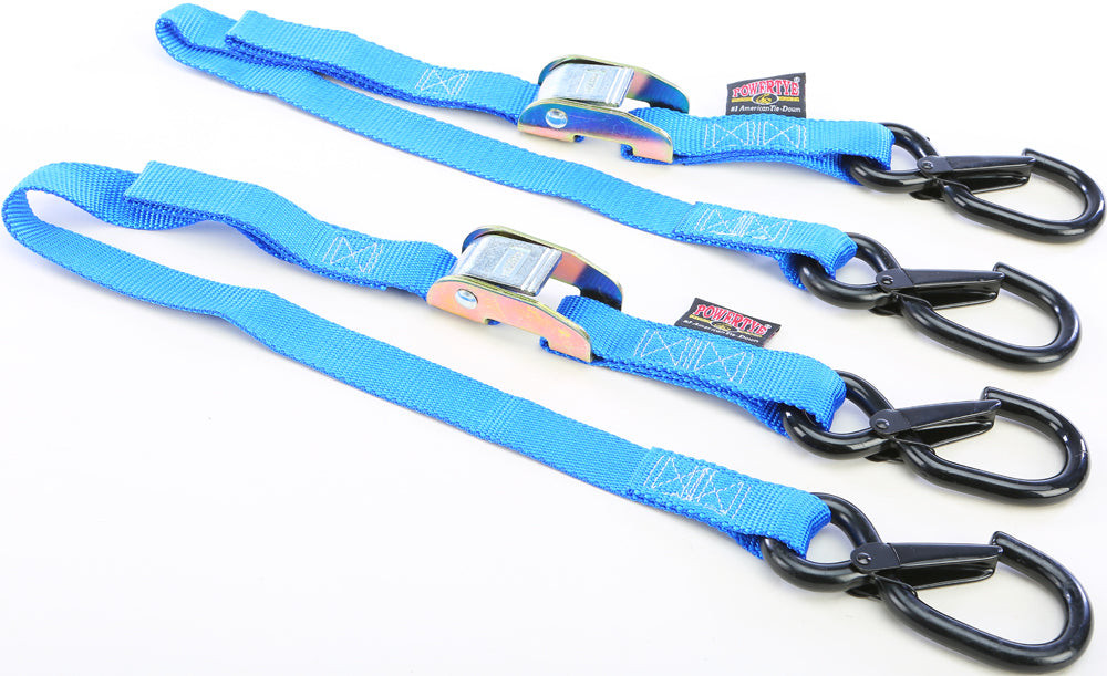 Tie-Down Cam Sec Hook Watercra Watercraft 1"X3' Blue Pair - 29-1168 - Powertye
