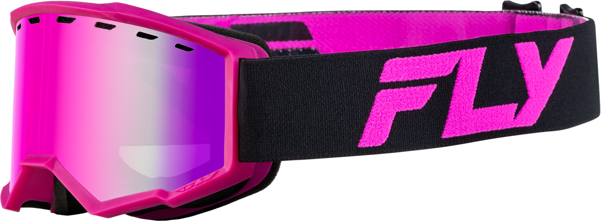 Yth Focus Snow Goggle Blk/Pink W/ Pink Mirror/Rose Lens - 37-50169Y - Fly Racing