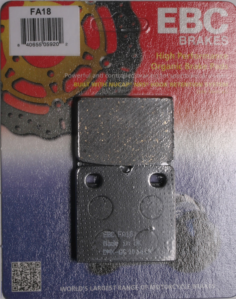 Brake Pads Fa18 Organic - 15-18 - EBC Motorcycle Brakes