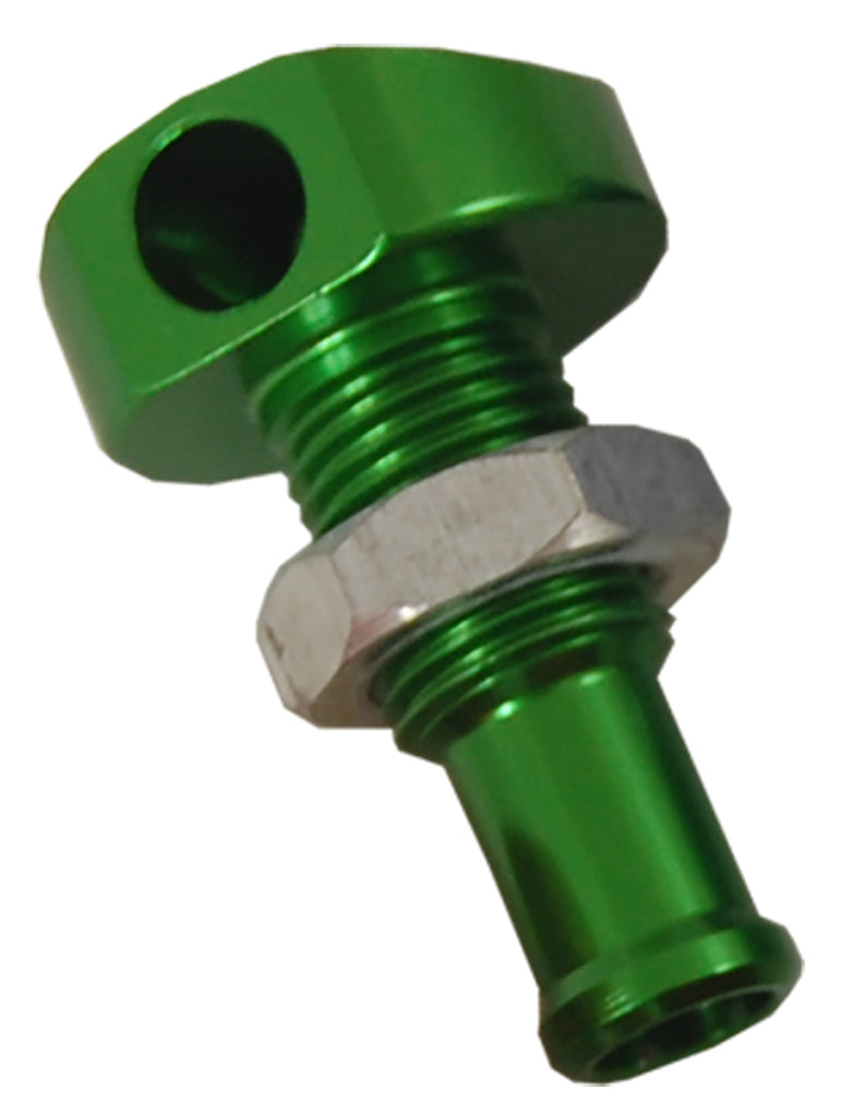 Billet Thru-Hull Water Fitting Green 3/8" 90 Deg. - 18-2070G - Blowsion