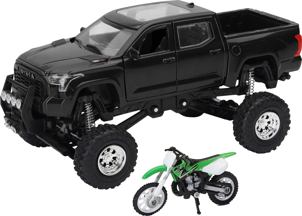 Replica 4x4 Truck/Dirt Bike Blk Tundra Kawasaki - 959-0198 - New Ray Toys