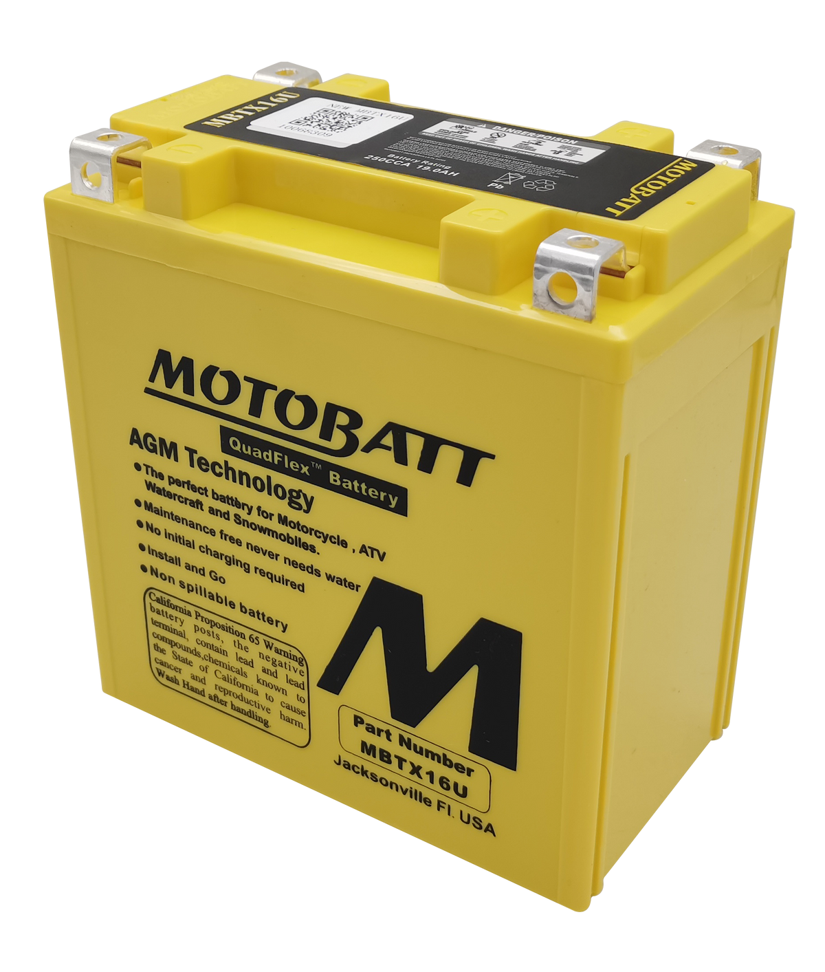 Battery Mbtx16u Sealed Factory Activated - 491-1012 - Motobatt