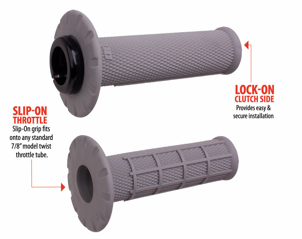 Universal Lock-On Grips Half-Waffle Grey/Black (Soft) - 206-1157 - ODI Grips