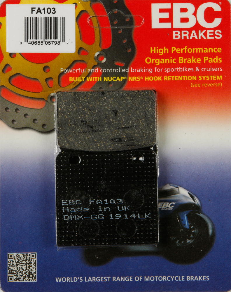 Brake Pads Fa103 Organic - 15-103 - EBC Motorcycle Brakes