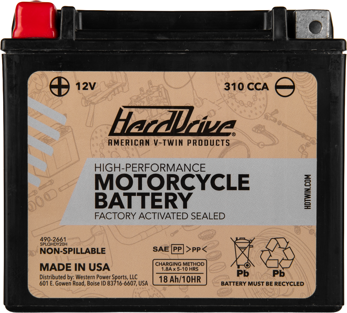 High Perform  Battery Ytx20h Cca 310 - 490-2661 - HardDrive