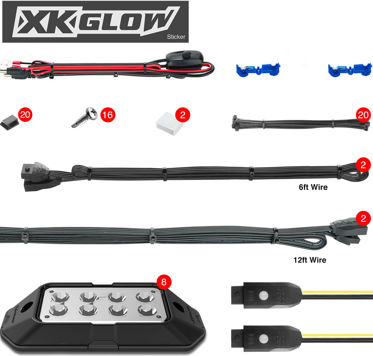 8pc Rgb Rock Light - 653-0044 - XK Glow