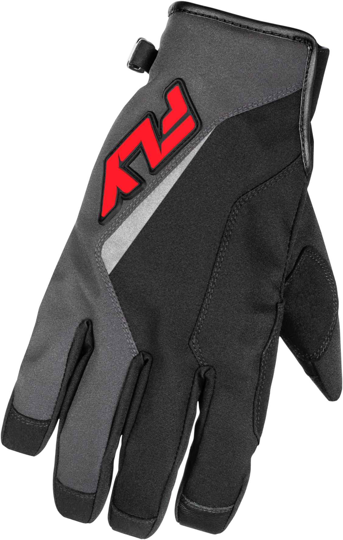 Youth Title Gloves Grey/Black/Red Yl - 371-055YL - Fly Racing