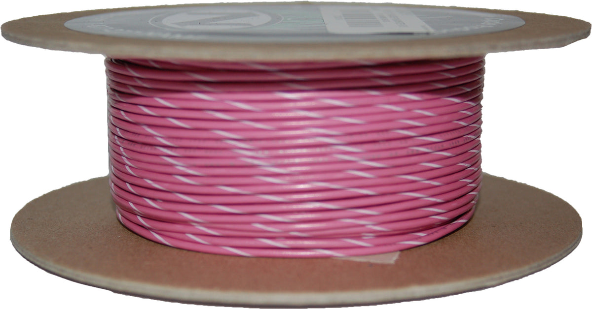 #18-Gauge Pink/White Stripe 100' Spool Of Primary Wire - 850-08937 - Namz