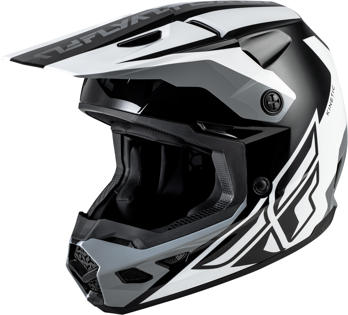 Kinetic Crest Helmet Black/White/Grey Lg - 73-8674L - Fly Racing