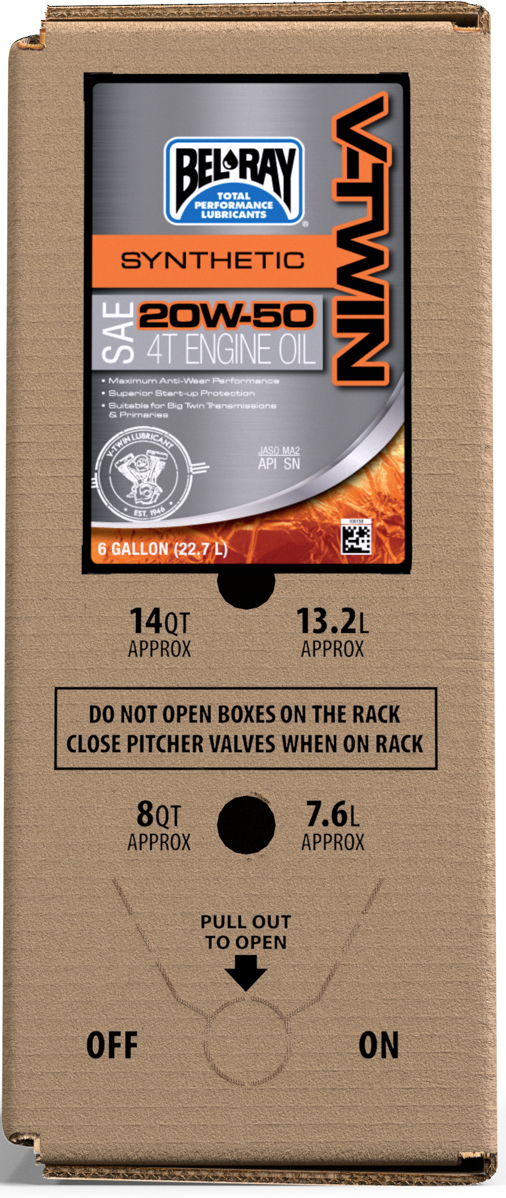 V-Twin Synthetic Oil 20w50 6gal Bag In Box - 840-1589 - Bel-Ray