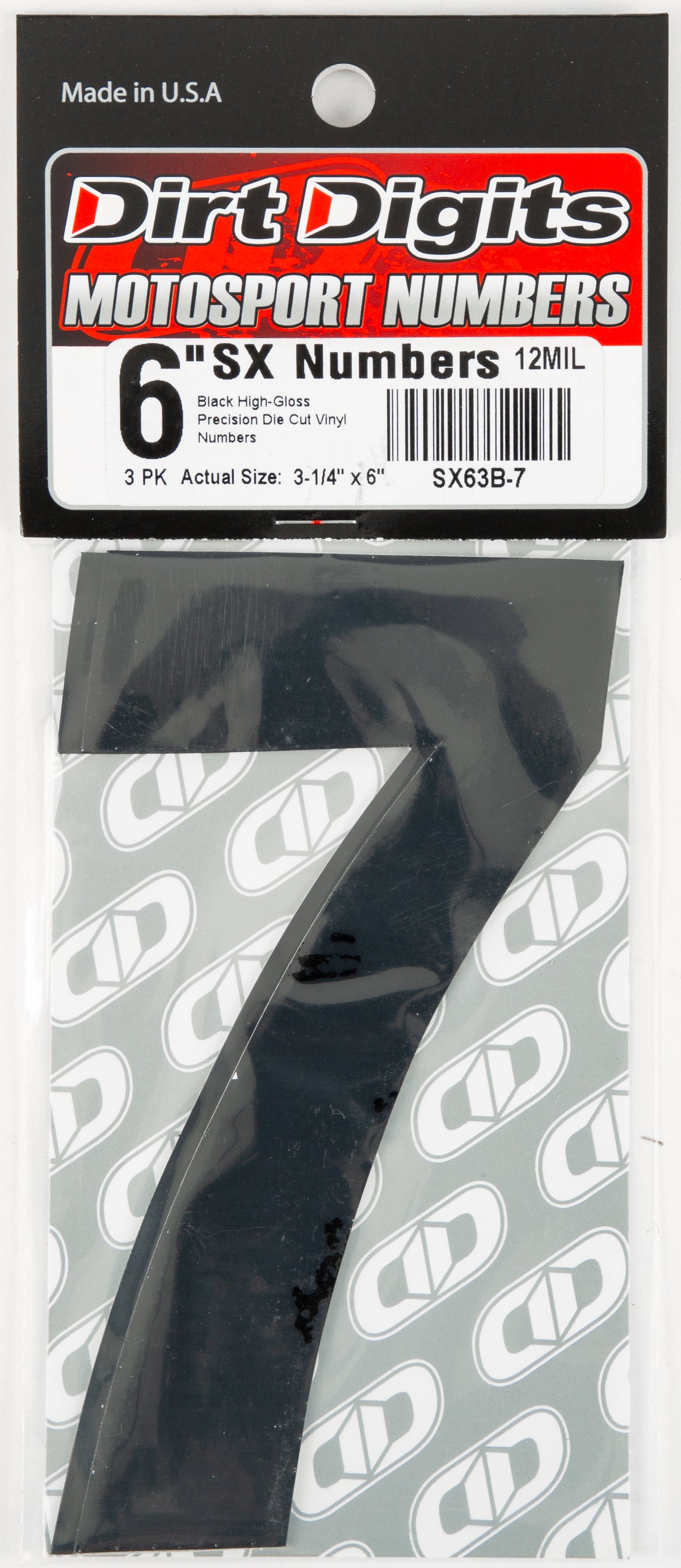 #7 6" Black Super X Digits 3/Pk - 09-6517 - Dirt Digits