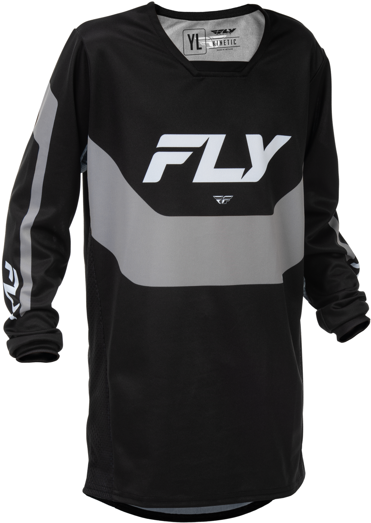 Youth Kinetic Jersey Black/Grey Ys - 379-420YS - Fly Racing