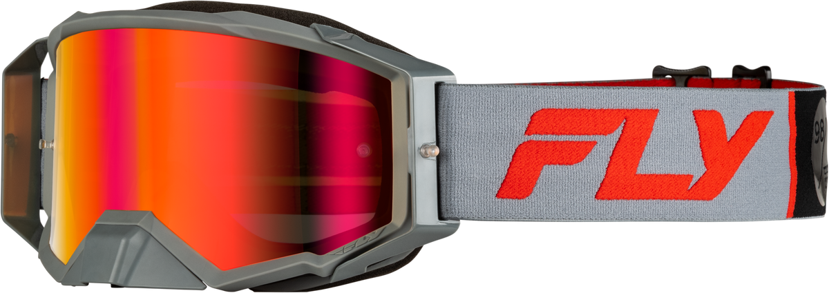 Zone Pro Goggle Grey/Red W/ Light Red Mirror/Amber Lens - 37-5191 - Fly Racing