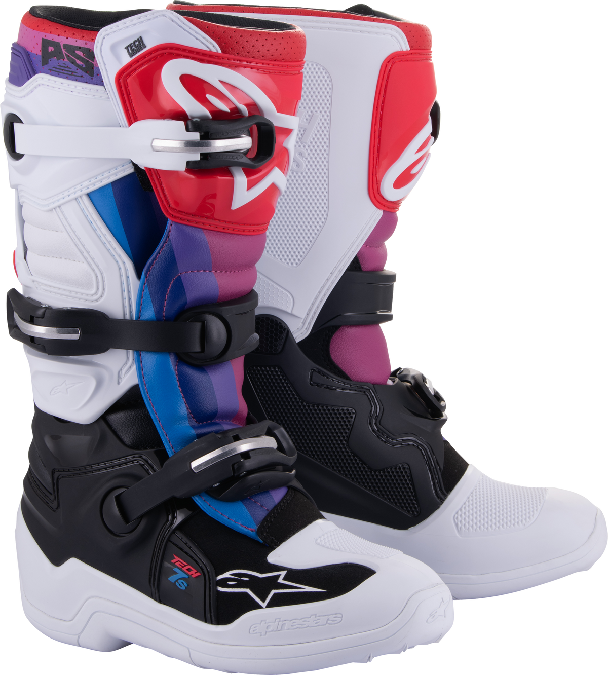 Tech 7s Boots Wht/Blk/Rainbow Sz 4 - 482-48504 - alpine star