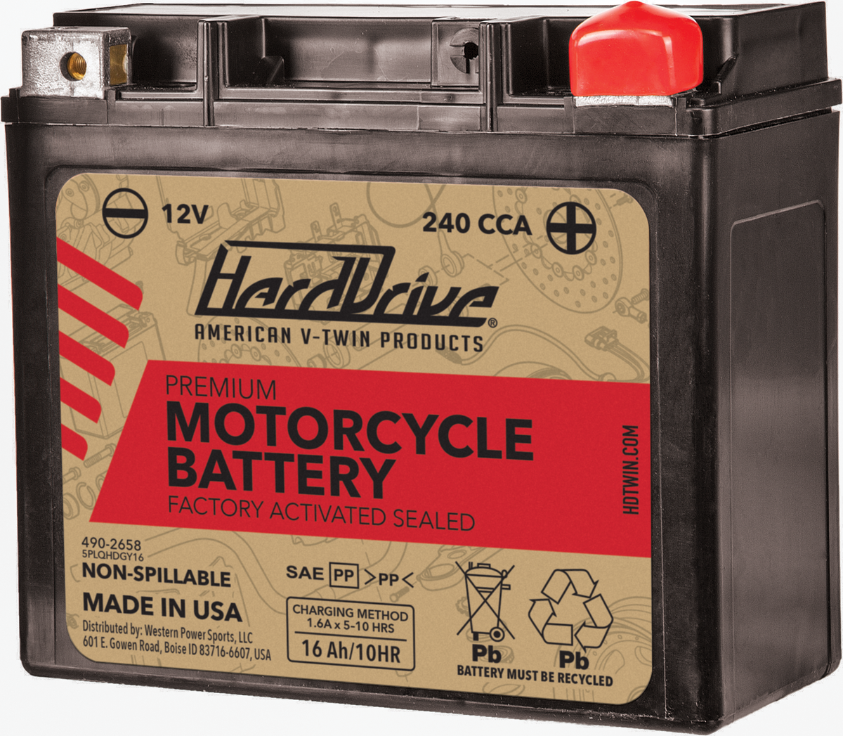 Premium Battery Gyz16hl / Ytx14l Cca 240 - 490-2658 - HardDrive