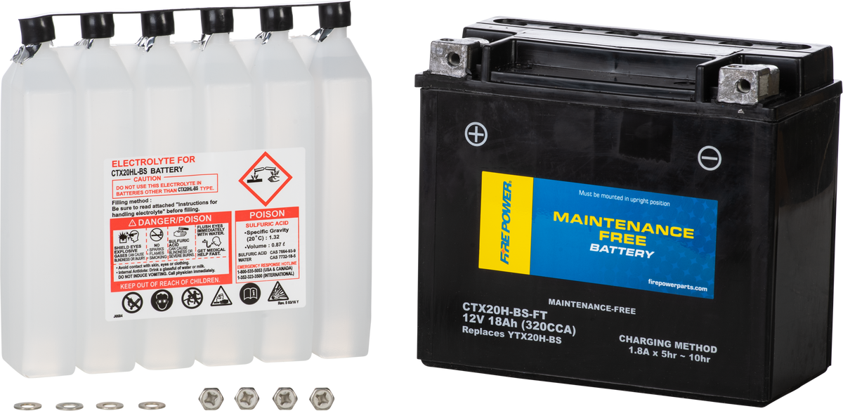 Battery Ctx20h-Bs-Ft Maintenance Free - 49-3034 - Fire Power