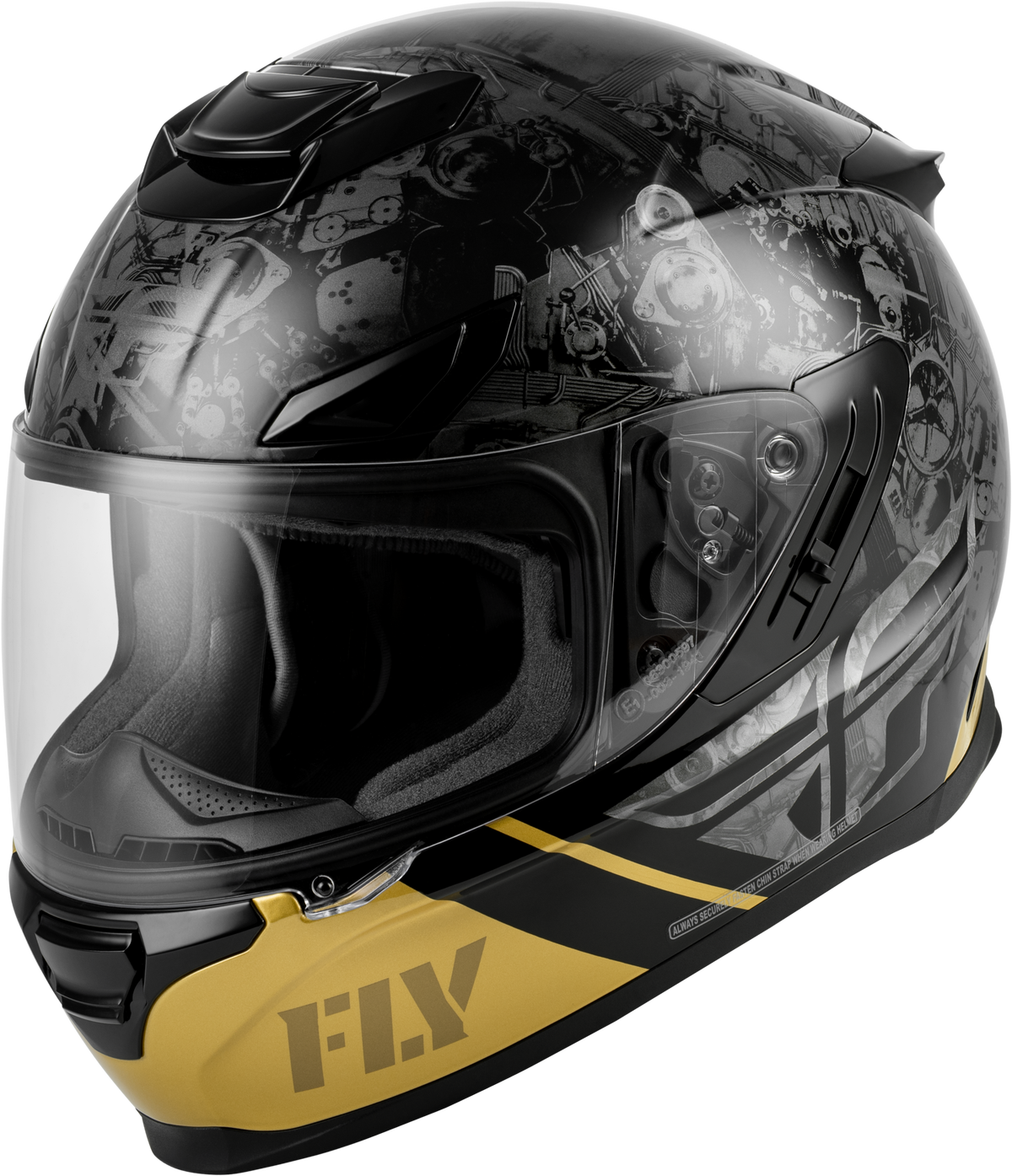 Sentinel Mech Helmet Black/Grey/Gold Lg - 73-8432L - Fly Racing