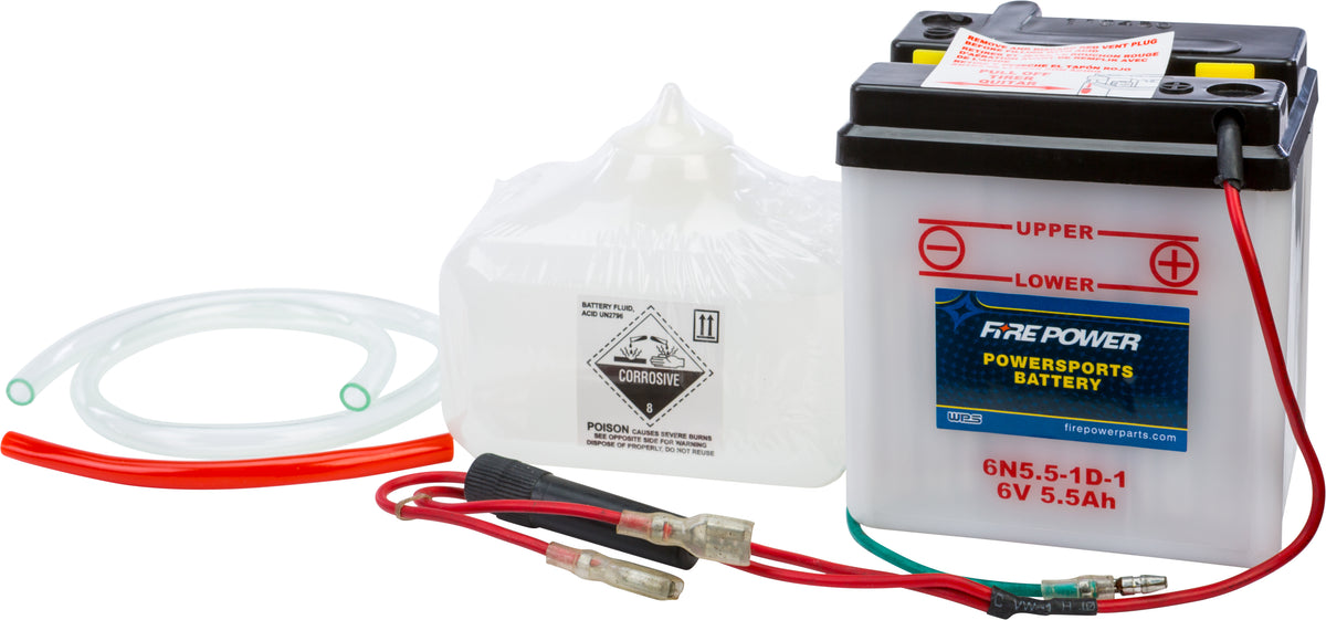 Battery W/Acid 6n5.5-1d-1 6v - 490-2046 - Fire Power